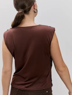 Encuentro Moda TOP LENTEJUELAS HOMBRERAS