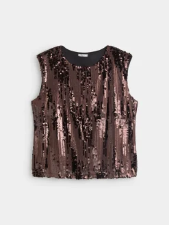 Encuentro Moda TOP LENTEJUELAS HOMBRERAS